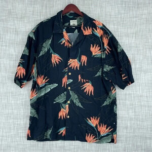 Original Beach Sport Hawaiian Shirt Rayon Mens Size L Floral 3348